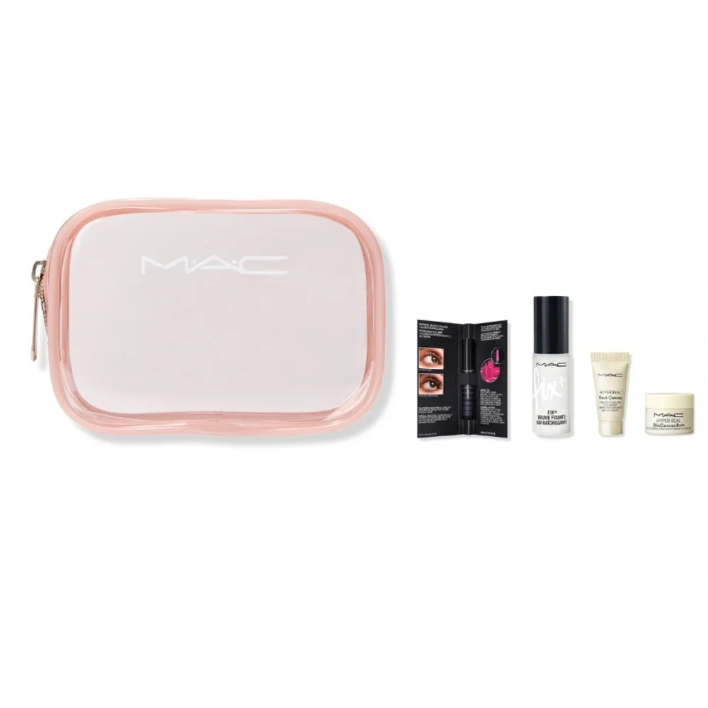 MAC COSMETICS 5p Bag Mascara Setting Spray Cleanser Moisturizer Travel NIB $50